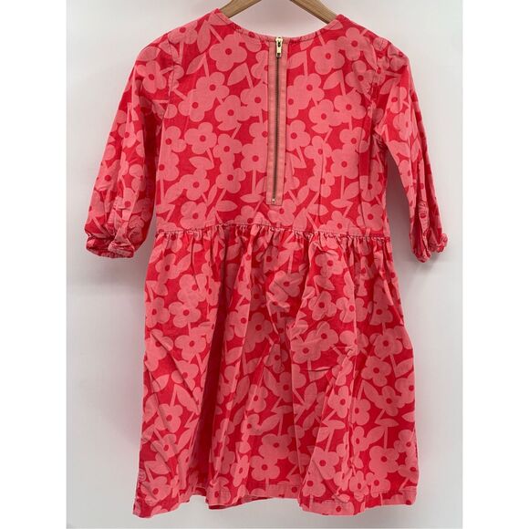 Hanna Andersson Kids Girls Dress Size 16 Pink Floral Corduroy 3/4 Sleeve - Picture 2 of 13